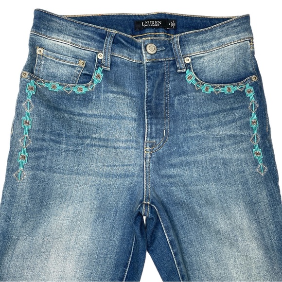Lauren Ralph Lauren Skinny Beaded Aztec Ankle Jeans - Picture 5 of 15